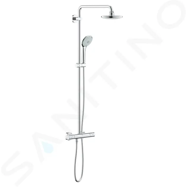 Sprchový set s termostatom, 180 mm, 3 prúdy, chróm