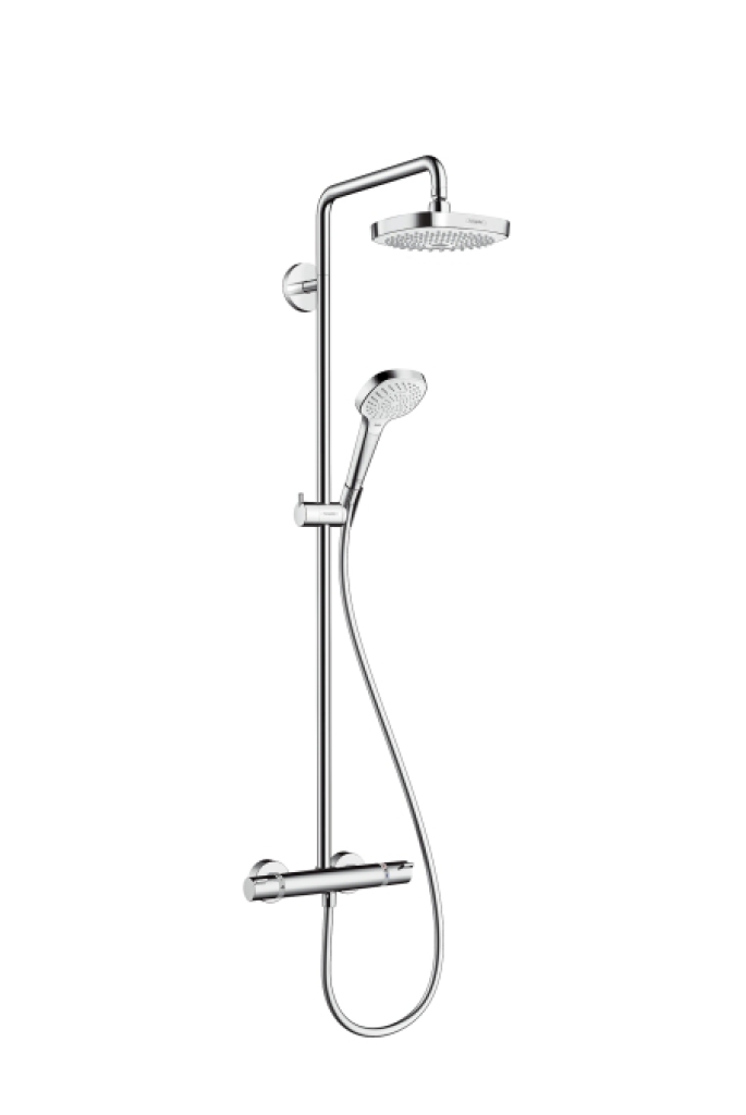 Sprchová súprava Showerpipe 180 s termostatom, 2 prúdy, EcoSmart 9 l/min, biela/chróm
