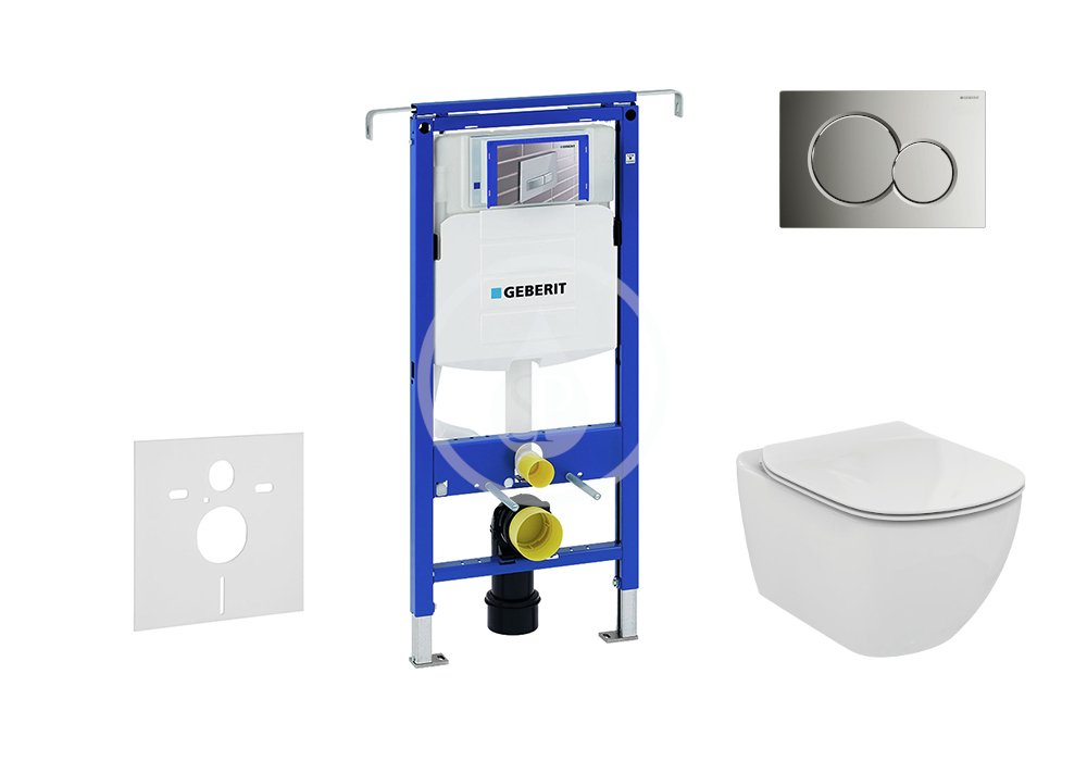 Modul na závesné WC s tlačidlom Sigma01, lesklý chróm + Ideal Standard Tesi - WC a doska