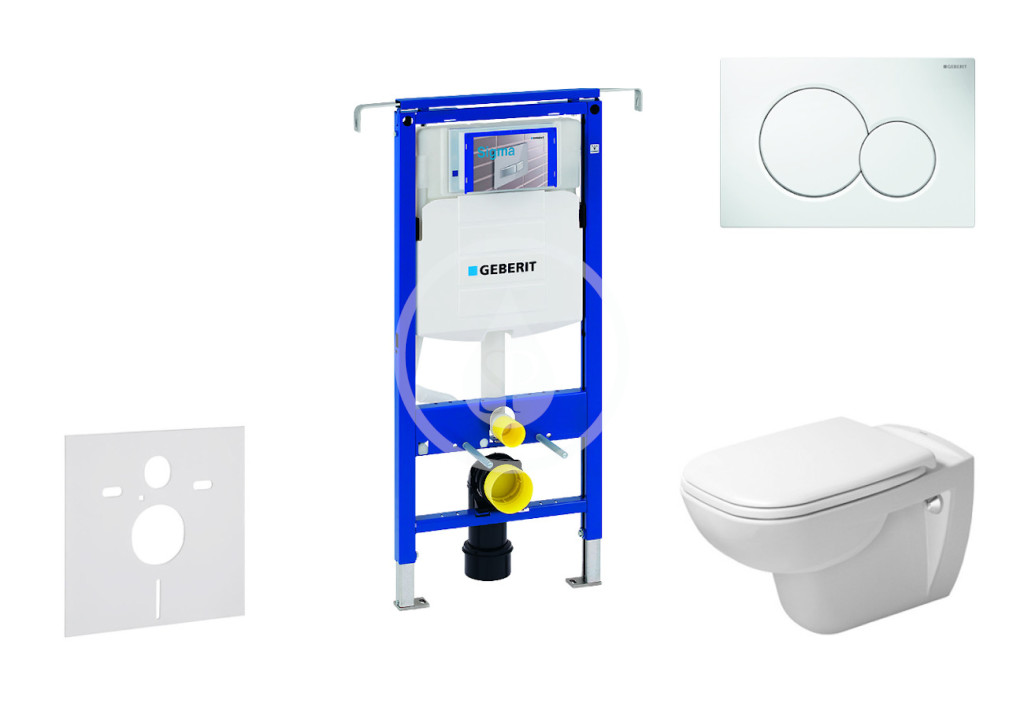 Modul na závesné WC s tlačidlom Sigma01, alpská biela + Duravit D-Code - WC a doska, Rimless, SoftClose