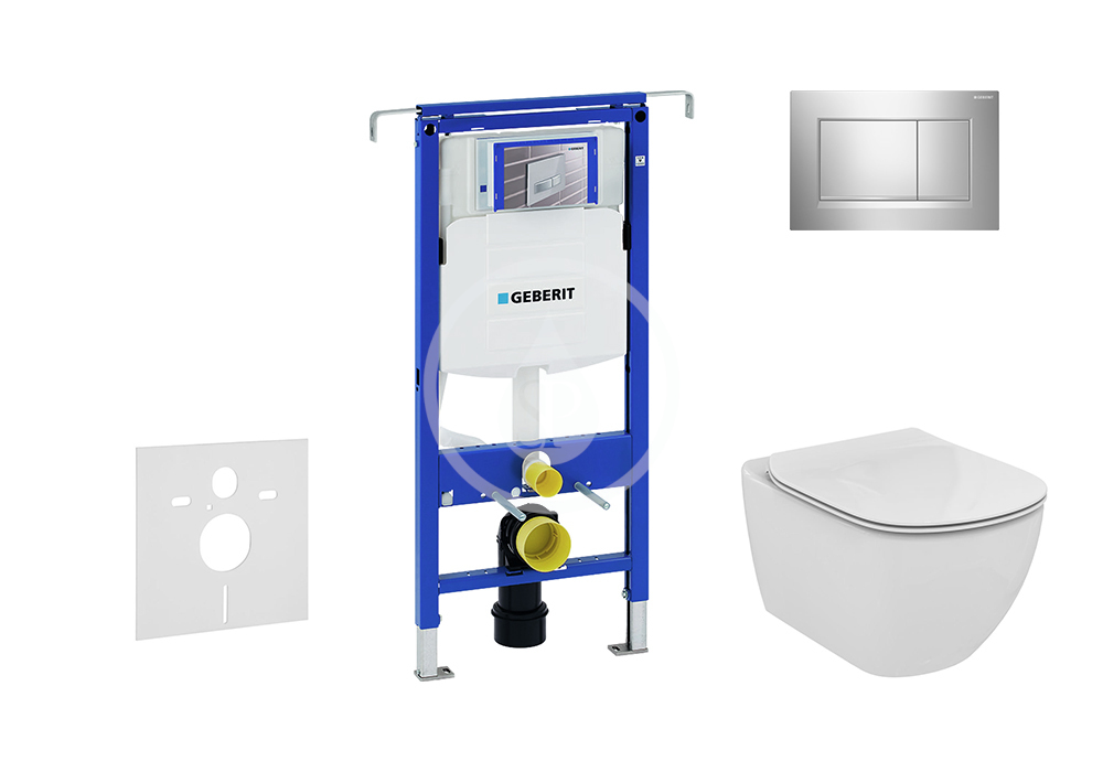 Modul na závesné WC s tlačidlom Sigma30, lesklý chróm/chróm mat + Ideal Standard Tesi - WC a doska, Aquablade, SoftClose