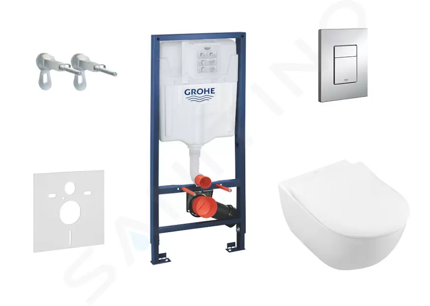 Set predstenovej inštalácie, klozetu a sedadla Subway 2.0, DirectFlush, SoftClose, CeramicPlus a tlačidla Skate Cosmo, chróm