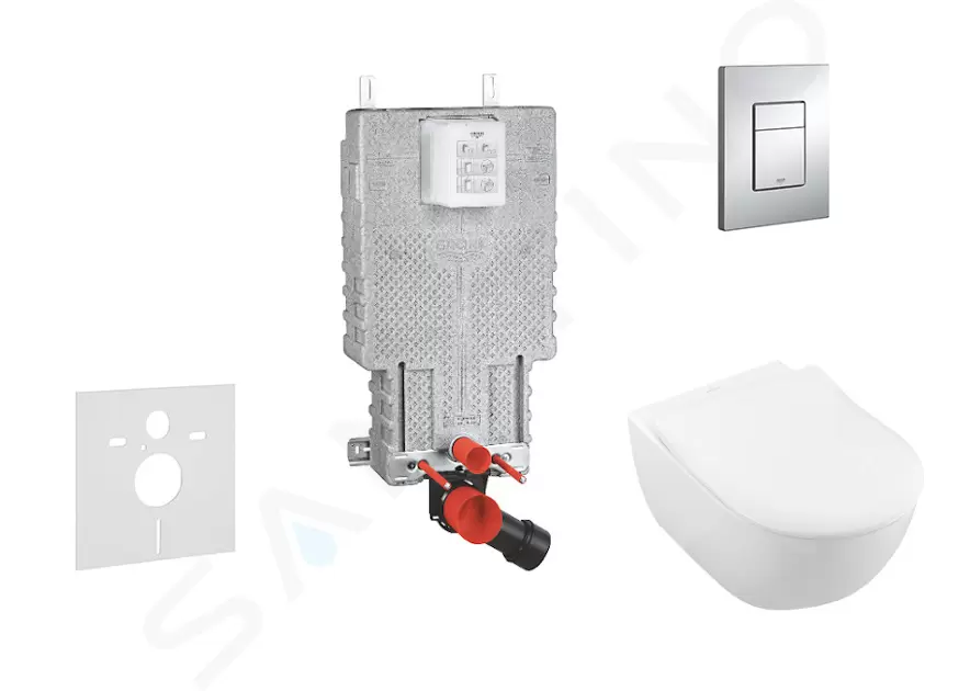 Set predstenovej inštalácie, klozetu a sedadla Subway 2.0, DirectFlush, SoftClose, CeramicPlus a tlačidla Skate Cosmo, chróm