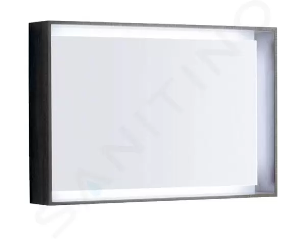 Zrkadlo 884x584 mm s LED osvetlením, sivohnedý dub