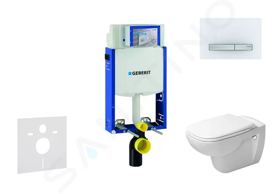 Modul na závesné WC s tlačidlom Sigma50, alpská biela + Duravit D-Code - WC a doska, Rimless, SoftClose