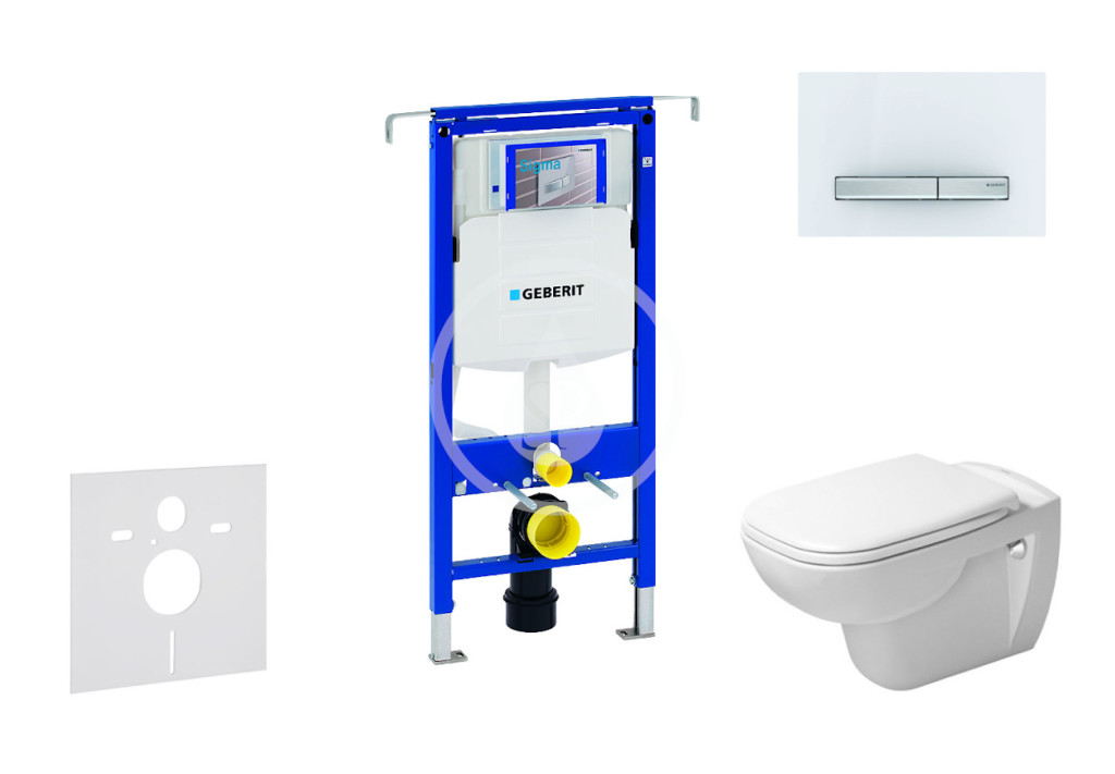 Modul na závesné WC s tlačidlom Sigma50, alpská biela + Duravit D-Code - WC a doska, Rimless, SoftClose