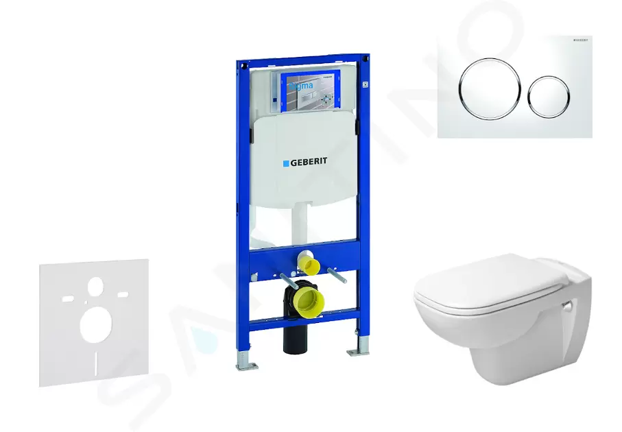 Modul na závesné WC s tlačidlom Sigma20, biela/lesklý chróm + Duravit D-Code - WC a doska, Rimless, SoftClose