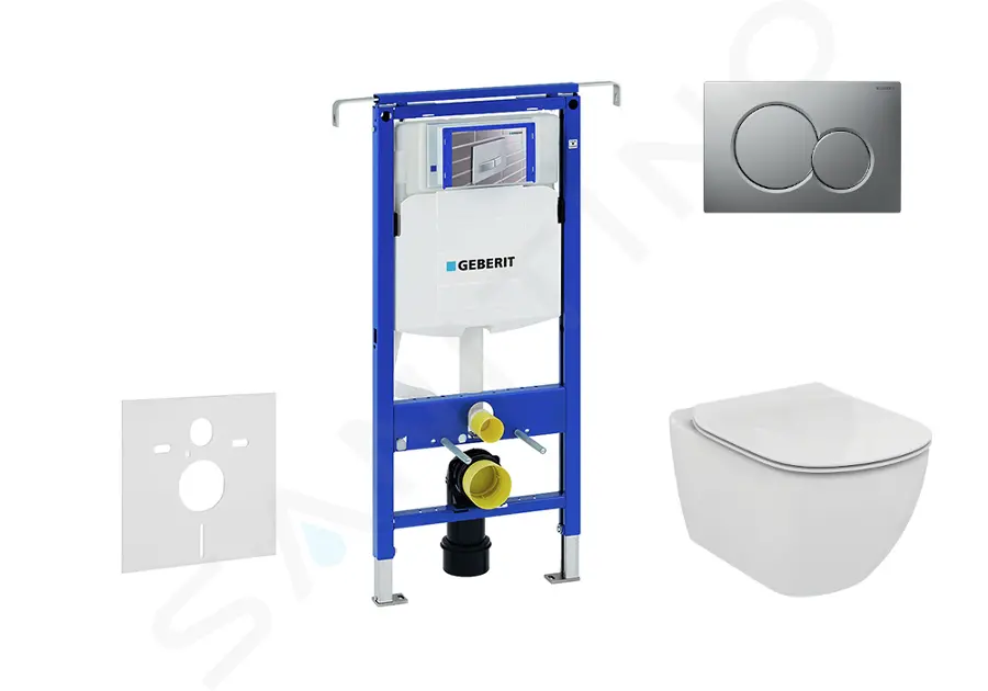 Modul na závesné WC s tlačidlom Sigma01, matný chróm + Ideal Standard Tesi - WC a doska, Aquablade, SoftClose