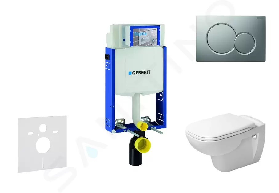 Modul na závesné WC s tlačidlom Sigma01, matný chróm + Duravit D-Code - WC a doska, Rimless, SoftClose