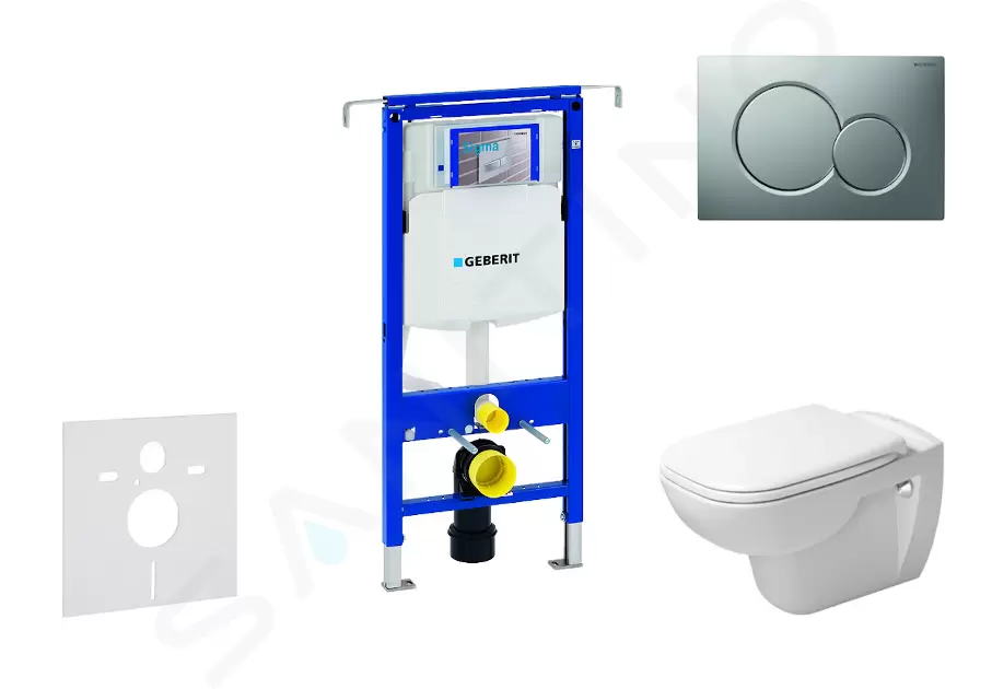 Modul na závesné WC s tlačidlom Sigma01, matný chróm + Duravit D-Code - WC a doska, Rimless, SoftClose