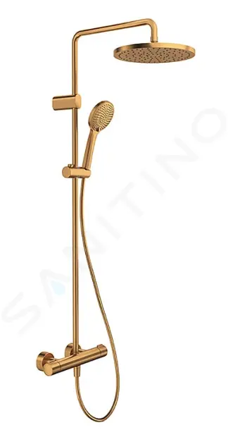 Sprchový set s termostatom, priemer 25 cm, 3 prúdy, kefovaný bronz